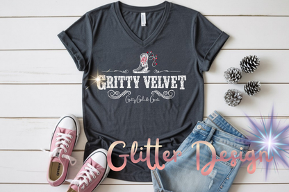Gritty Velvet Glitter V-neck Tee – Gritty Velvet Band Shirt