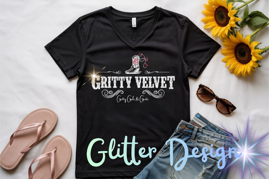 Gritty Velvet Glitter V-neck Tee – Gritty Velvet Band Shirt