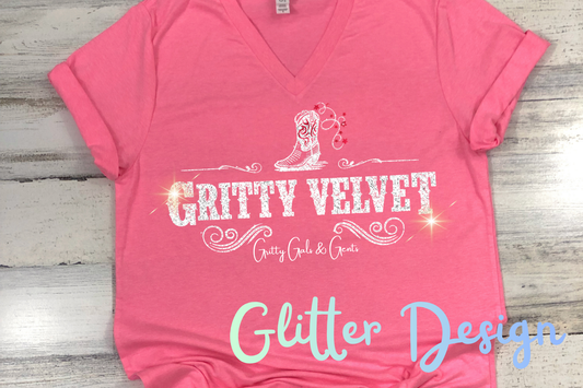 Gritty Velvet Glitter V-neck Tee – Gritty Velvet Band Shirt