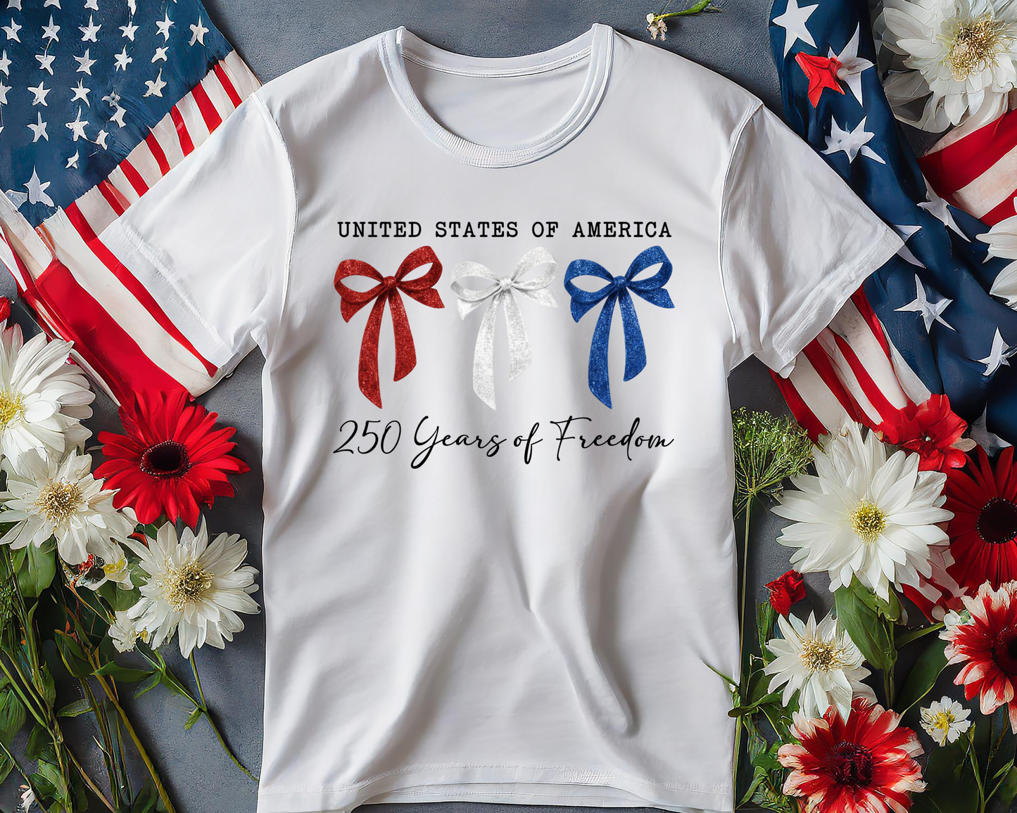 250 Years of Freedom Coquette Bows - Women's Navy V-Neck T-Shirt