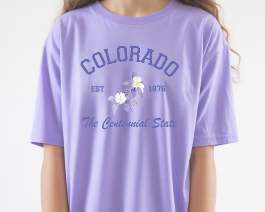 Purple Short-sleeve T-Shirt - Colorado Columbine Design