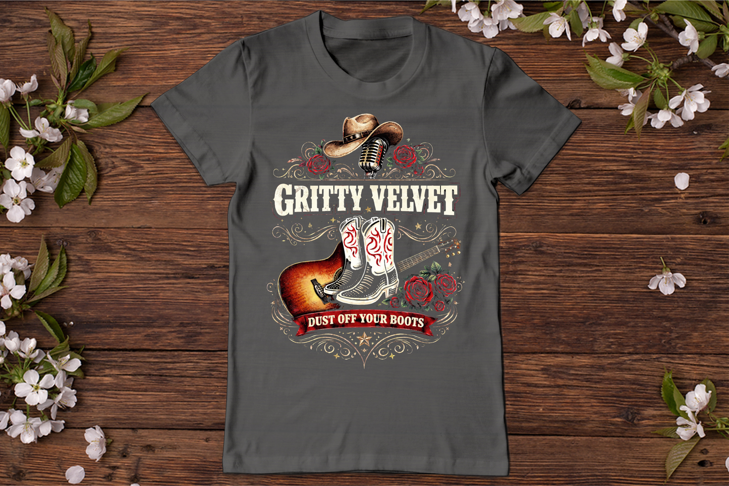 Gritty Velvet "Dust Off Your Boots" Graphic Tee – Gritty Velvet Band Shirt
