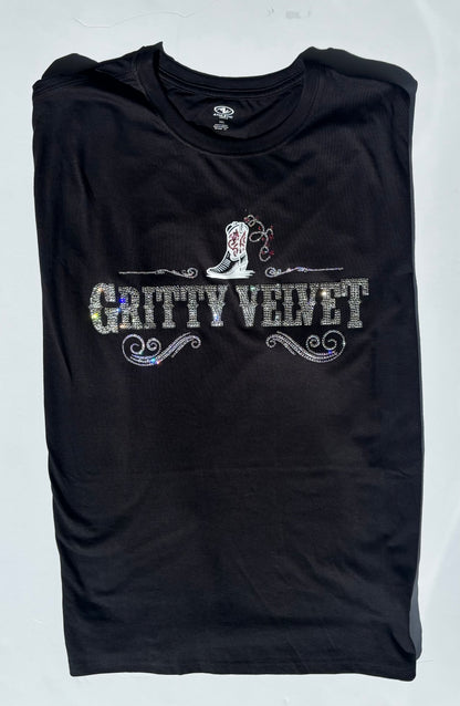 Gritty Velvet Black Rhinestone Tee – Gritty Velvet Band Shirt