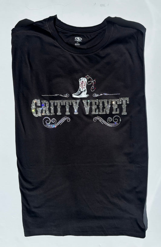 Gritty Velvet Black Rhinestone Tee – Gritty Velvet Band Shirt