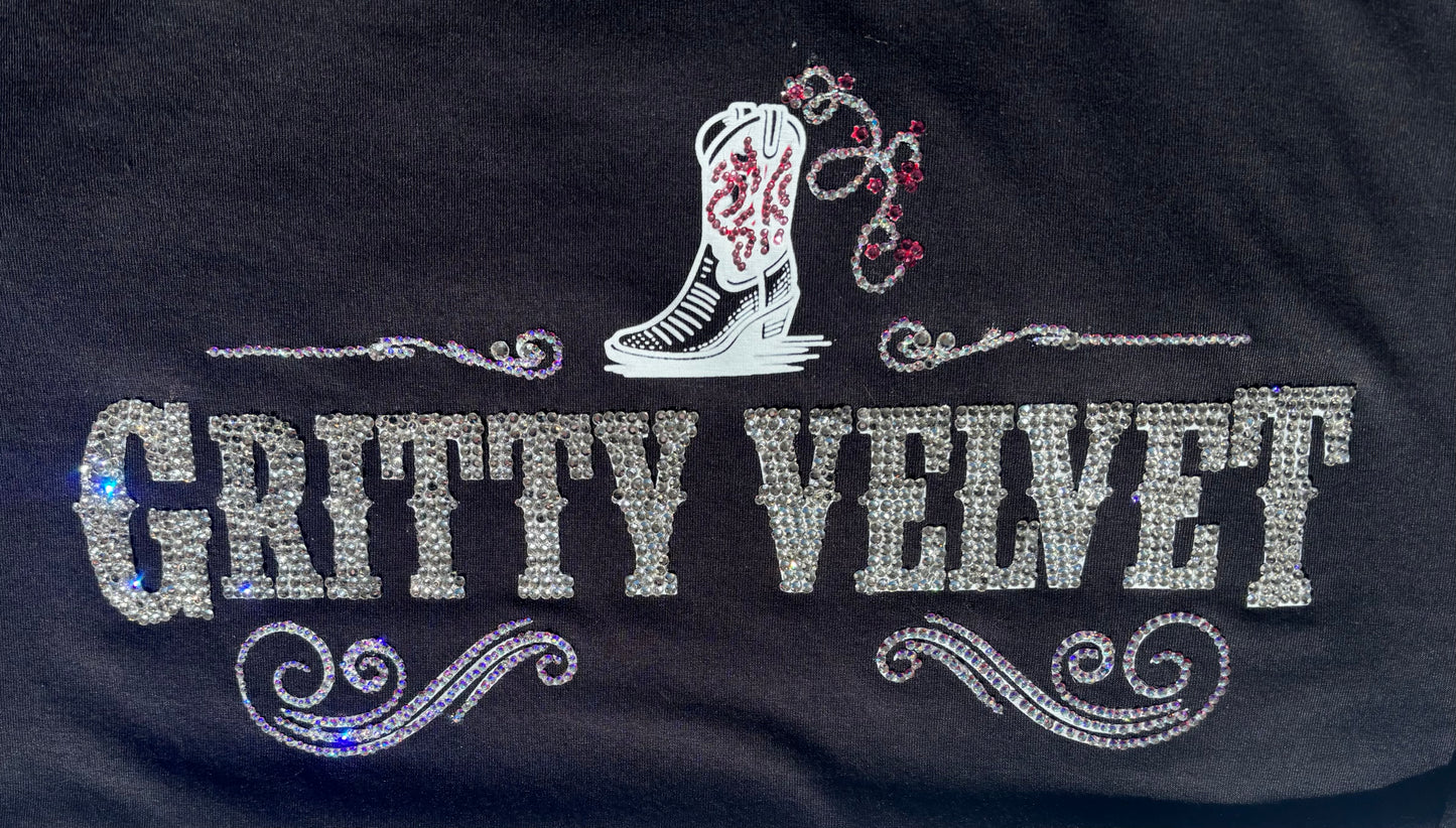 Gritty Velvet Black Rhinestone Tee – Gritty Velvet Band Shirt